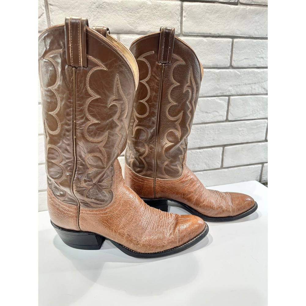 Tony Lama Mens Cowboy Boots Brown Leather Western Riding Size 9.5 D